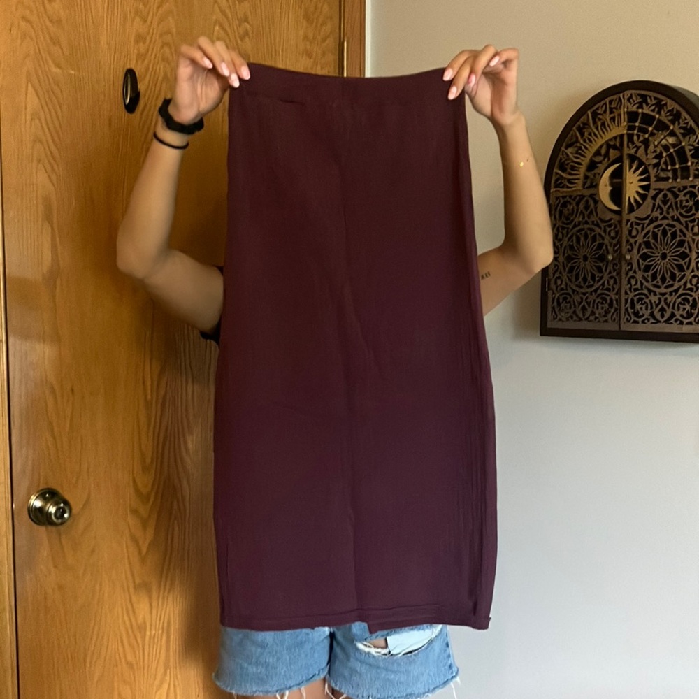 Free People Midi Ribbed Knit Skirt with Slit